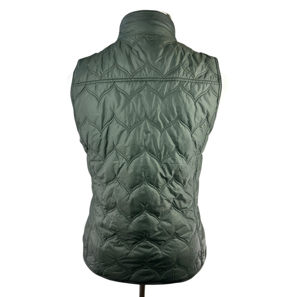 Vineyard Vines Chevron Quilted Whale Tail Vest Green Gold Full Zip Women's Large - Picture 10 of 14